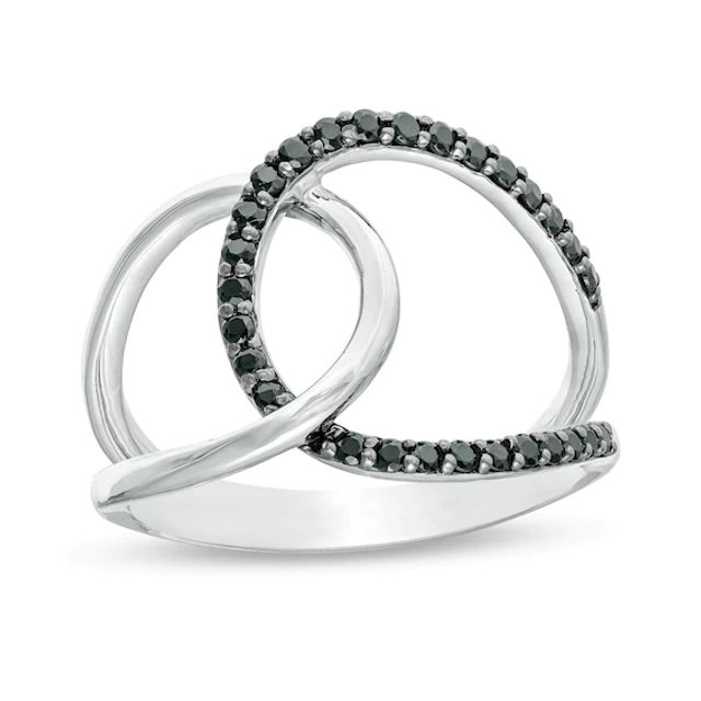 1/4 CT. T.w. Black Diamond Interlocking Loops Ring in Sterling Silver