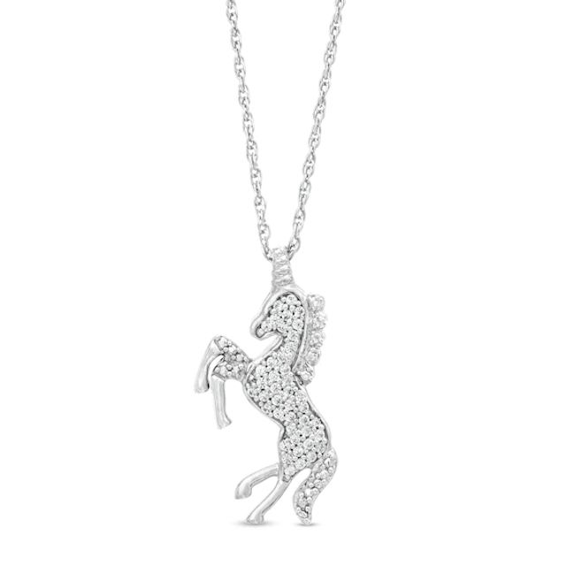 1/8 CT. T.w. Diamond Prancing Unicorn Pendant in Sterling Silver