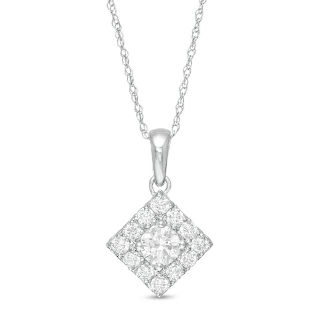 1/2 CT. T.w. Diamond Tilted Square Frame Pendant in 10K White Gold