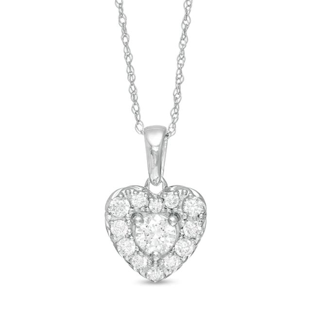 1/2 CT. T.w. Diamond Heart Frame Pendant in 10K White Gold