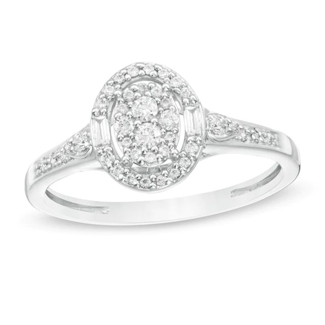 Cherished Promise Collectionâ¢ 1/4 CT. T.w. Composite Diamond Oval Frame Promise Ring in 10K White Gold