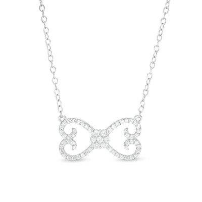 1/4 CT. T.w. Diamond Mirrored Hearts Necklace in Sterling Silver