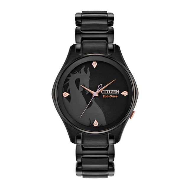 Ladies' Citizen Eco-DriveÂ® Villains Maleficent Diamond Accent Black IP Watch with Black Dial (Model: Em0595-51W)