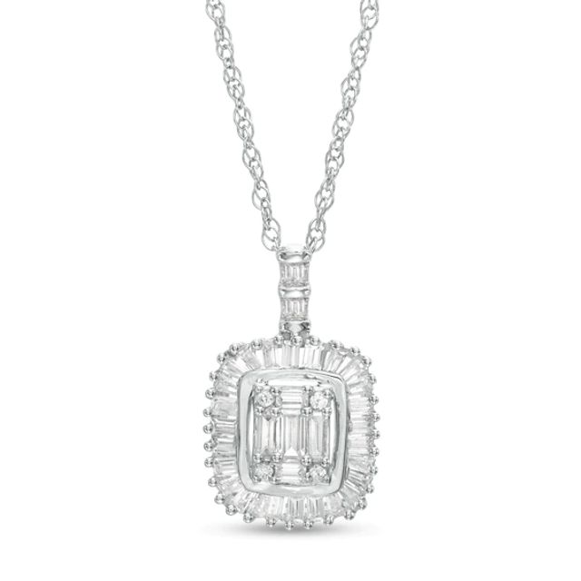 1/3 CT. T.w. Composite Diamond Cushion Frame Pendant in 10K White Gold