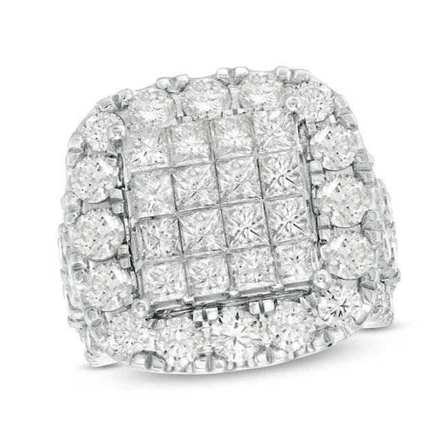 8 CT. T.w. Composite Princess-Cut Diamond Frame Multi-Row Engagement Ring in 14K White Gold