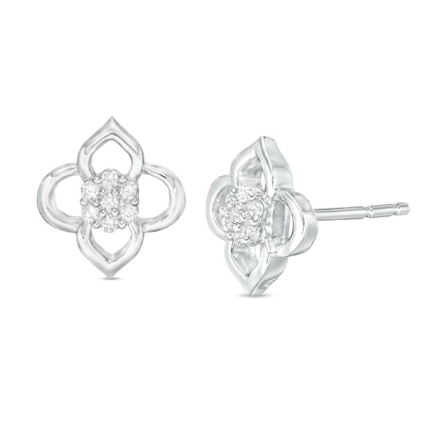 1/15 CT. T.w. Composite Diamond Flower Stud Earrings in Sterling Silver