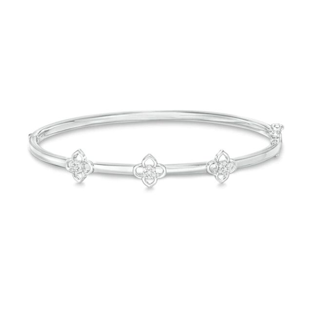 1/15 CT. T.w. Diamond Flower Station Bangle in Sterling Silver