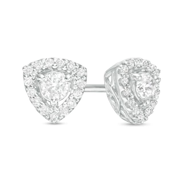 3/8 CT. T.w. Diamond Trillion Frame Stud Earrings in 10K White Gold