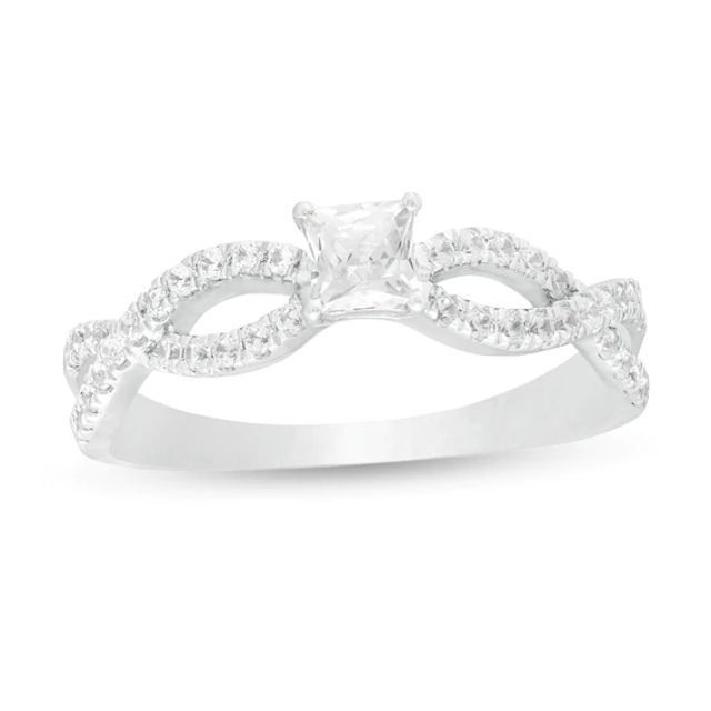 1/2 CT. T.w. Princess-Cut Diamond Infinity Twist Shank Engagement Ring in 10K White Gold