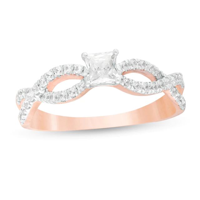 1/2 CT. T.w. Princess-Cut Diamond Infinity Twist Shank Engagement Ring in 10K Rose Gold