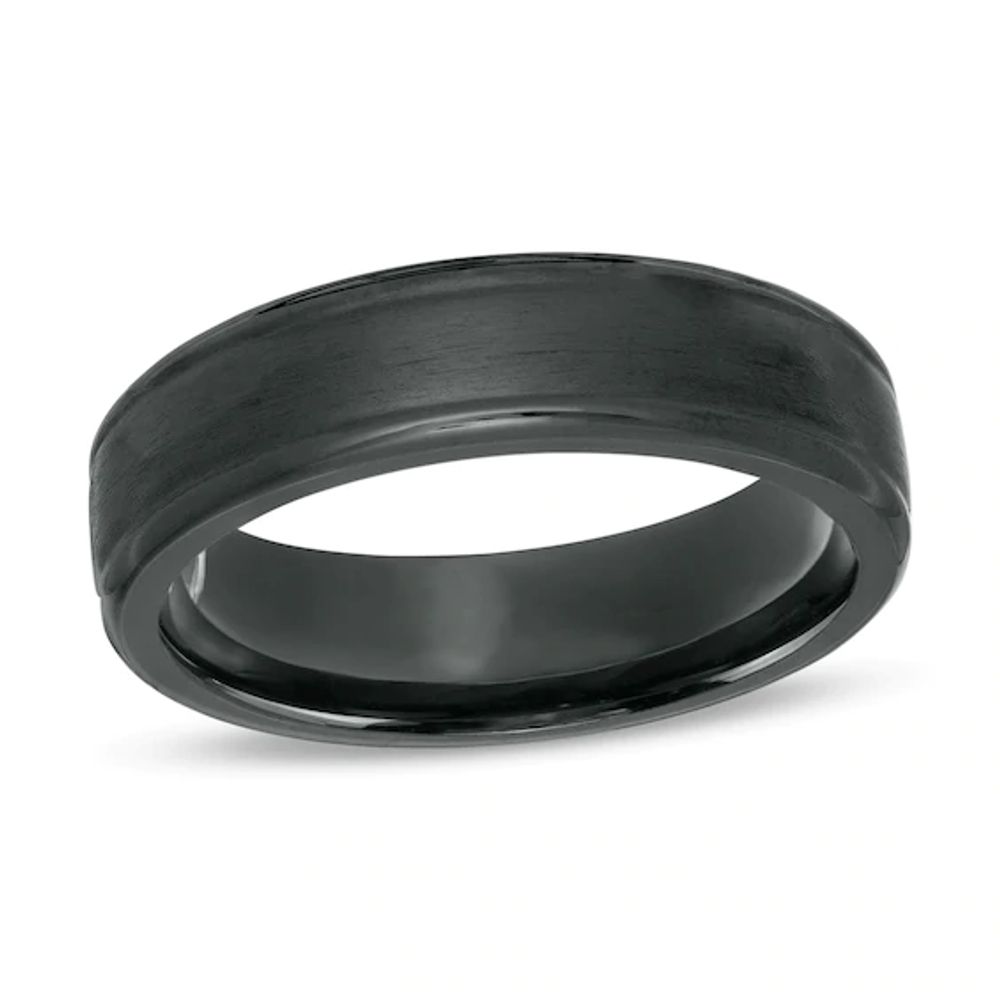 Men's 6.0mm Satin Comfort-Fit Band Black Titanium