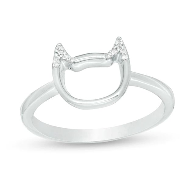 Diamond Accent Cat Outline Ring in 10K White Gold