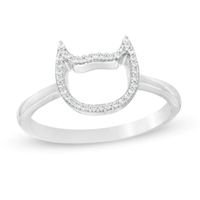 1/10 CT. T.w. Diamond Frame Cat Outline Ring in 10K White Gold