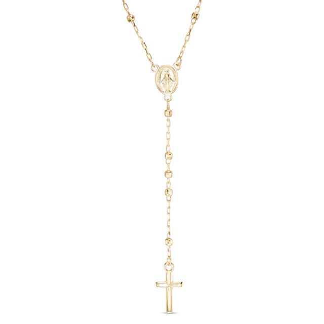 Diamond-Cut Beaded Rosary Necklace in 14K Gold - 18"