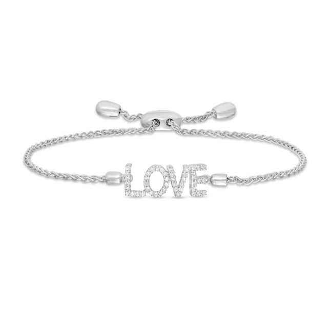 Vera Wang Love Collection 1/5 CT. T.w. Diamond "Love" Bolo Bracelet in Sterling Silver - 9.0"