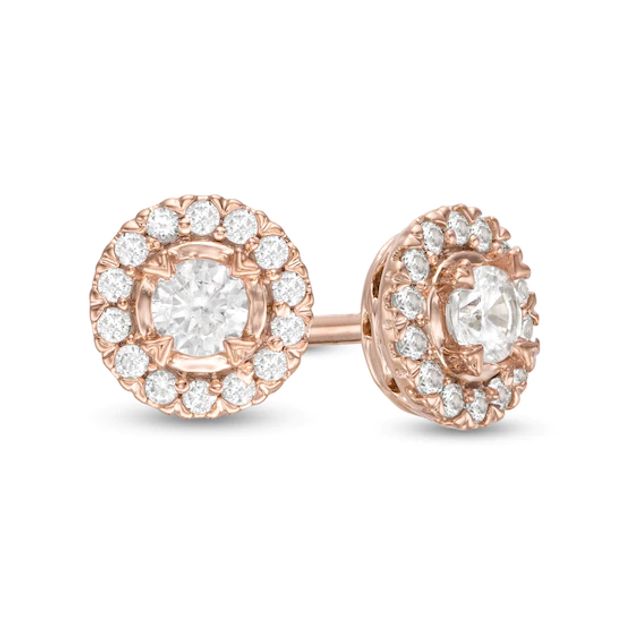 1/3 CT. T.w. Diamond Frame Stud Earrings in 10K Rose Gold