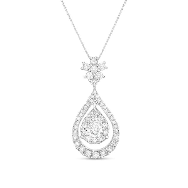 1 CT. T.w. Composite Diamond Frame Teardrop Dangle Pendant in 10K White Gold