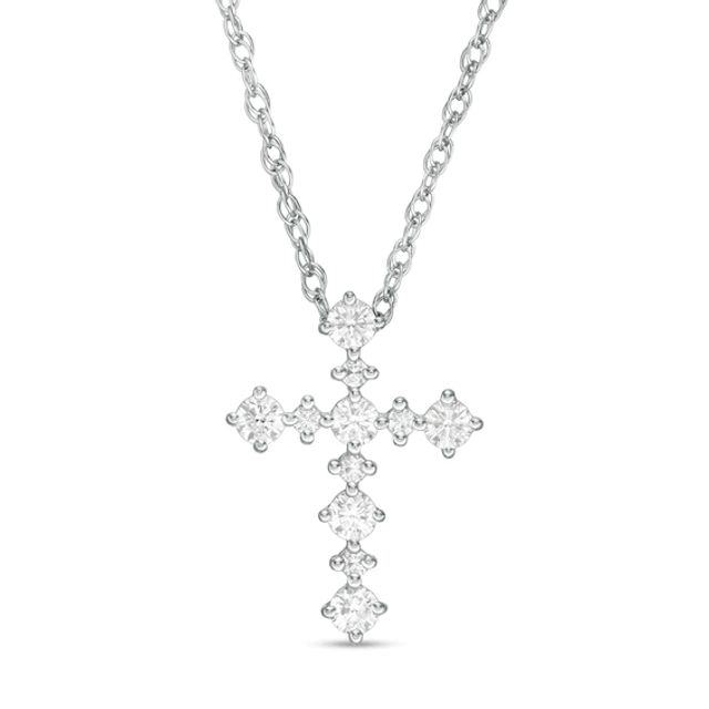 1/3 CT. T.w. Diamond Cross Pendant in 10K White Gold