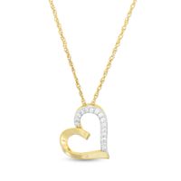 1/10 CT. T.w. Diamond Tilted Ribbon Heart Pendant in 10K Gold