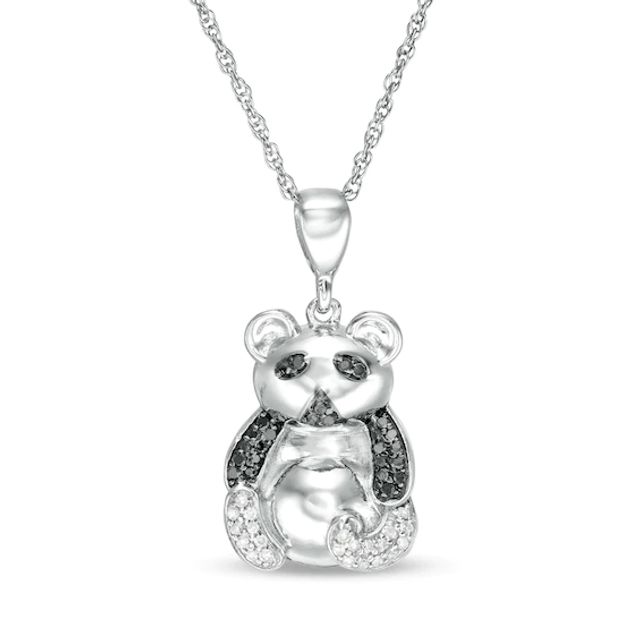 1/10 CT. T.w. Enhanced Black and White Diamond Panda Pendant in Sterling Silver