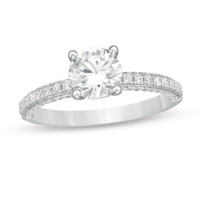 Celebration Ideal 1 CT. T.w. Certified Diamond Engagement Ring in 14K White Gold (I/I1)