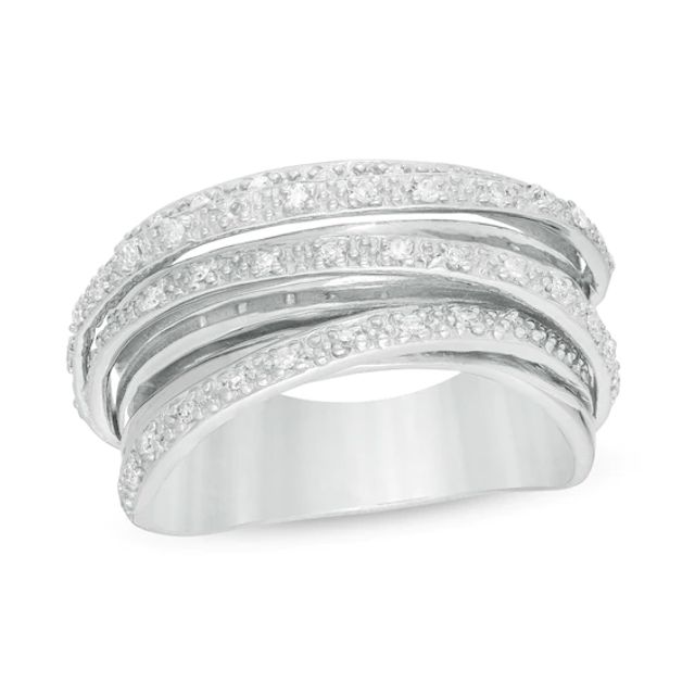 1/4 CT. T.w. Diamond Layered Multi-Row Ring in Sterling Silver