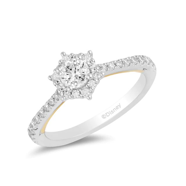 Enchanted Disney Tinker Bell 3/4 CT. T.w. Diamond Hexagon Frame Engagement Ring in 14K Two-Tone Gold