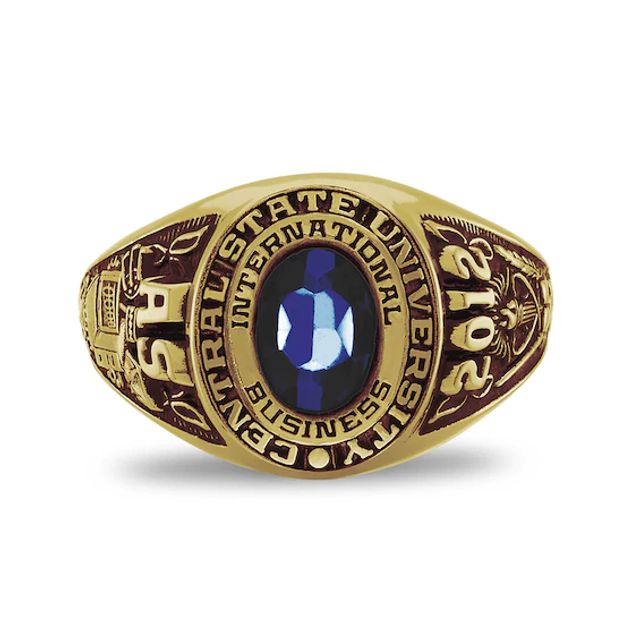 Ladies' Oval Simulated Birthstone College Class Ring by ArtCarved (1 Stone)