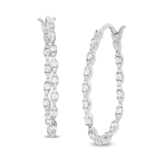 1/2 CT. T.w. Diamond Marquise Inside-Out Hoop Earrings in 10K White Gold