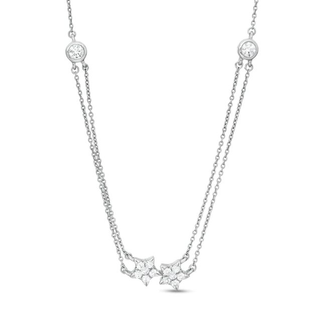 1/2 CT. T.w. Diamond Double Strand Star Necklace in Sterling Silver - 23.5"