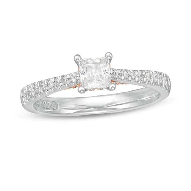 Zales Private Collection 5/8 CT. T.w. Certified Princess-Cut Diamond Engagement Ring in 14K Two-Tone Gold (F/I1)