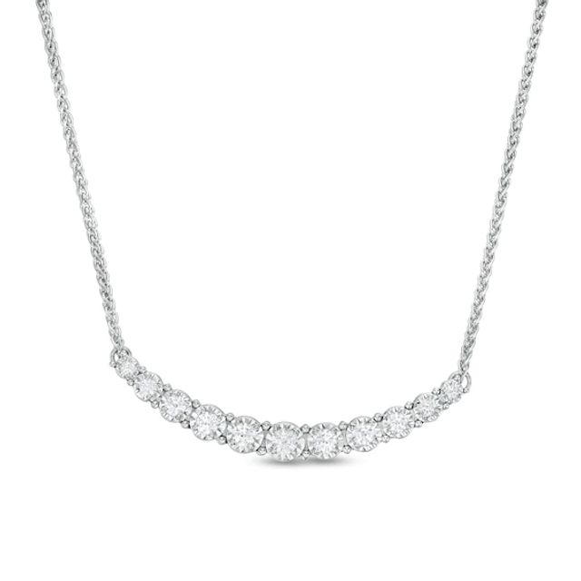 3/4 CT. T.w. Diamond Graduated Curved Bar Necklace in 10K White Gold