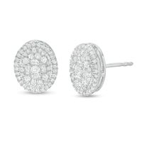 1/2 CT. T.w. Oval Multi-Diamond Frame Stud Earrings in 10K White Gold