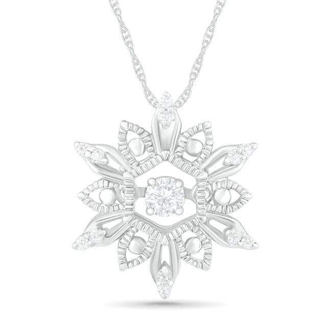 0.085 CT. T.w. Diamond Vintage-Style Snowflake Pendant in Sterling Silver