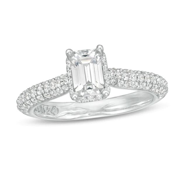 Zales Private Collection 1-1/5 CT. T.w. Certified Emerald-Cut Diamond Frame Engagement Ring in 14K White Gold (F/Si2)