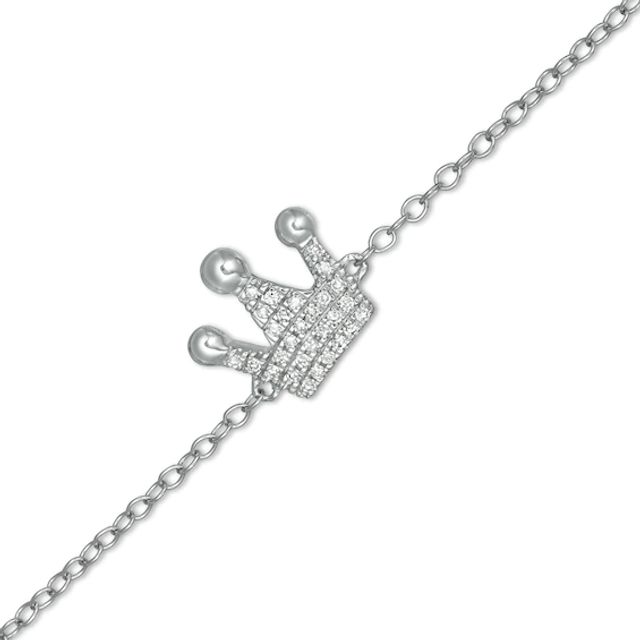 1/20 CT. T.w. Diamond Crown Anklet in Sterling Silver - 10"