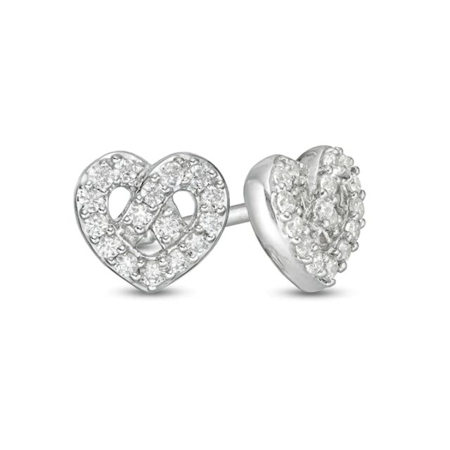 1/5 CT. T.w. Diamond Heart Stud Earrings in Sterling Silver