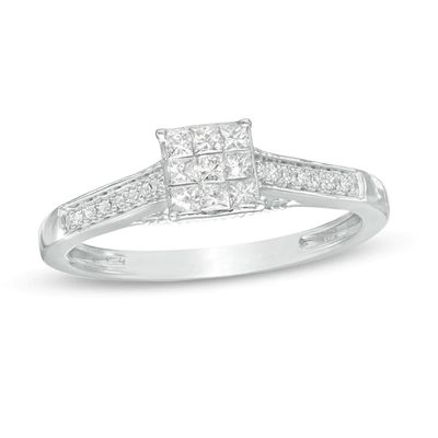 1/4 CT. T.w. Princess-Cut Multi-Diamond Promise Ring in 10K White Gold