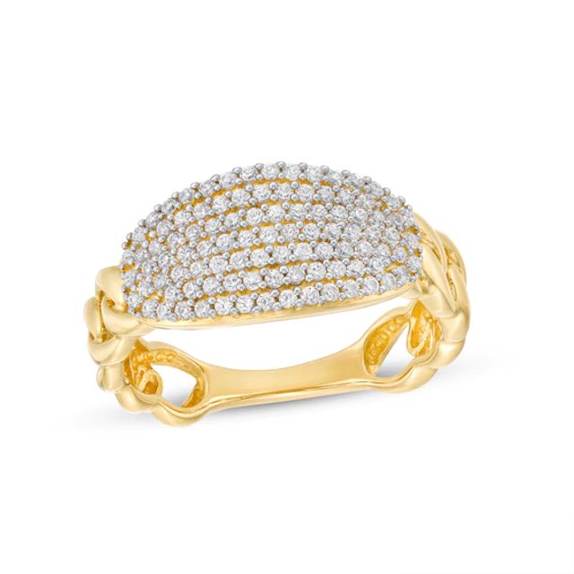 1/2 CT. T.w. Diamond ID Curb Chain Ring in 10K Gold