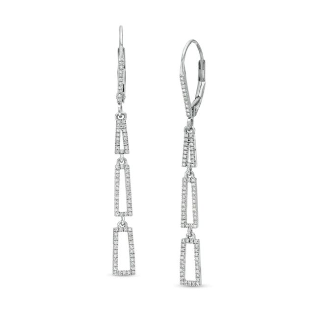 1/4 CT. T.w. Diamond Geometric Drop Earrings in 10K White Gold