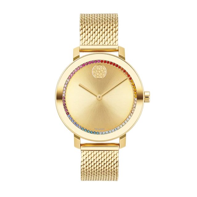 Ladies' Movado BoldÂ® Multi-Color Crystal Accented Watch with Gold-Tone Dial (Model: 3600699)