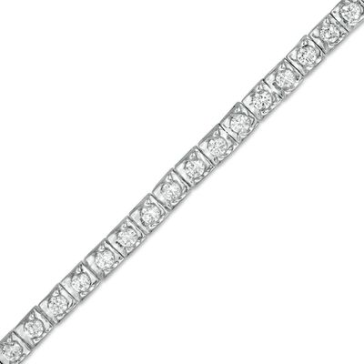 1 CT. T.w. Diamond Square Tennis Bracelet in 10K White Gold