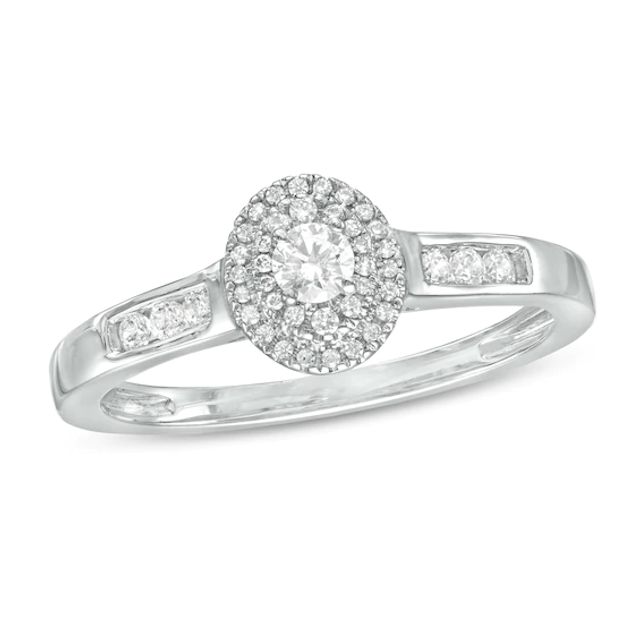 Cherished Promise Collectionâ¢ 1/4 CT. T.w. Diamond Double Oval Frame Promise Ring in 10K White Gold