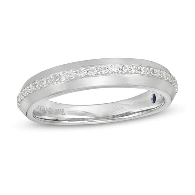 Vera Wang Love Collection Men's 1/4 CT. T.w. Diamond Grooved Wedding Band in 14K White Gold