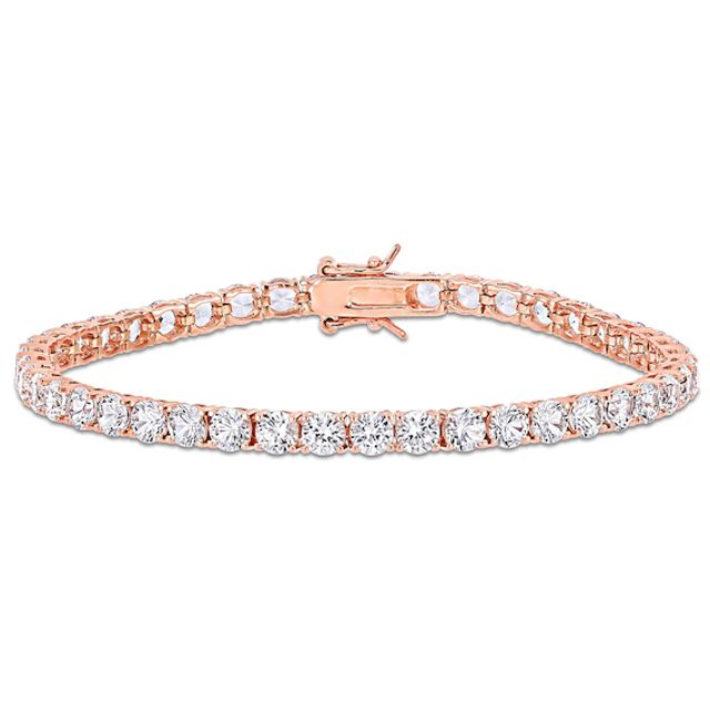 4.0mm Lab-Created White Sapphire Tennis Bracelet in Sterling Silver with Rose Rhodium - 7.25"