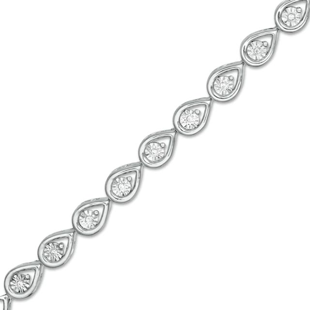 1/10 CT. T.w. Diamond Teardrop Link Bracelet in Sterling Silver - 7.5"