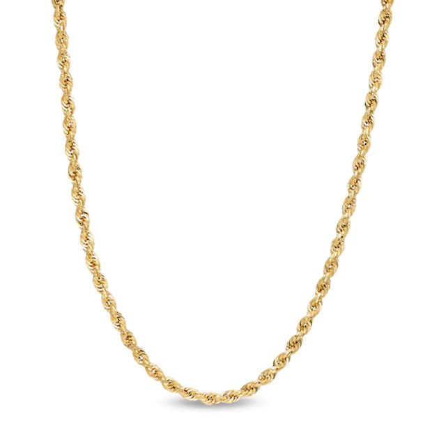 3.15mm Hollow Evergreen Rope Chain Necklace in 10K Gold - 24"