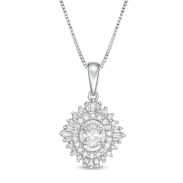 Marilyn Monroeâ¢ Collection 3/8 CT. T.w. Oval Diamond Frame Starburst Pendant in 10K White Gold