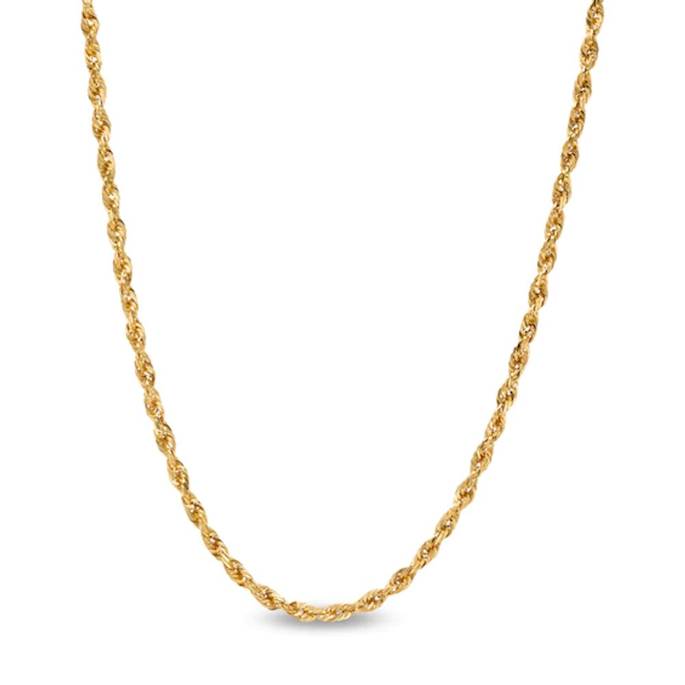 3.0mm Glitter Rope Chain Necklace in Solid 14K Gold - 22"