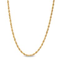 3.0mm Glitter Rope Chain Necklace in Solid 14K Gold - 22"